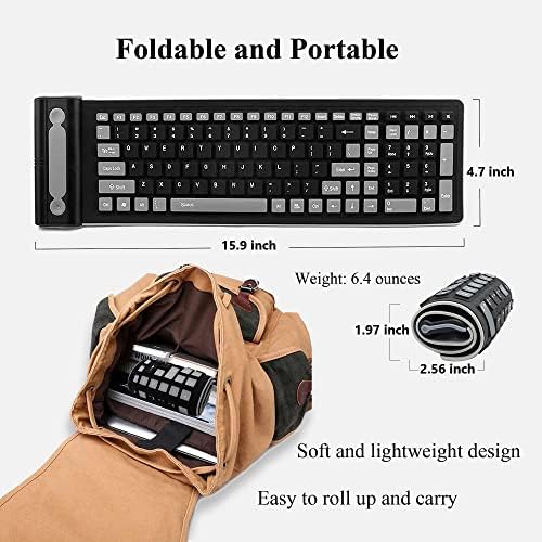 Ultimate Travel-Friendly Wireless Silicone Keyboard – Foldable & Portable Design for PC and Laptop, Ergonomic Soft Rubber Typing Experience, Perfect for On-the-Go Professionals and Digital Nomads, Clutter-Free Workspace with Enhanced Compatibility and Speed