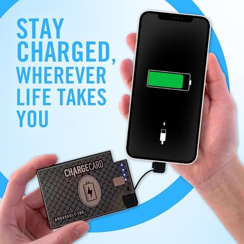 Aqua Vault Charge Card – Ultra-Slim 2300 m Ah Emergency Power Bank – Wallet-Friendly Portable USB-C & Micro-USB Charger – Durable Steel Design for i Phone 16/15/14/13/12 & Android – Stylish Rose Gold Finish – Travel-Safe Power Solution for On-the-Go Charging
