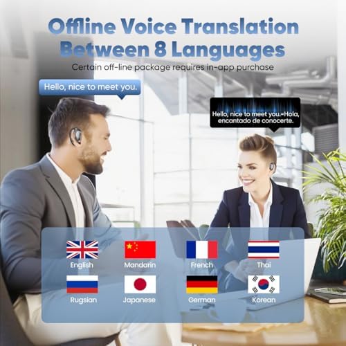 Revolutionize Global Communication with AI-Enabled Language Translation Earbuds – Instantaneous Translation in 144 Languages, Enhanced Bluetooth 5.49 Connectivity, Touch-Controlled Interface, 8 Offline Modes for Internet-Free Use, Superior HD Audio Experience, Long-Lasting 50-Hour Battery Life – Perfect for i OS & Android Users in Travel and Business Settings