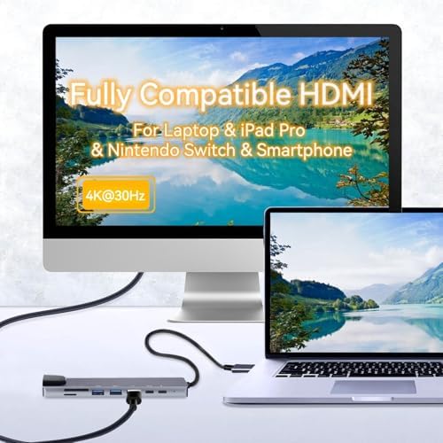 Elevate Your Workflow with the USB C to Dual HDMI Adapter – Ultimate Type C HDMI Splitter for Dual Monitor Setups, Featuring Fast USB 3.0 Hub and 100 W Power Delivery for Mac Book, Dell XPS, HP, Surface & Chromebook – Ideal for Multitasking and Professional Use