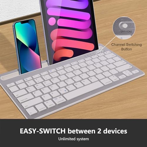 Elevate Your Typing Experience with the CHUYI Wireless Bluetooth Keyboard – Slim, Portable, and Multi-Device Compatible for i Pad, Tablet, and PC – Rechargeable with Quiet Keys and Integrated Stand Slot for Effortless Productivity