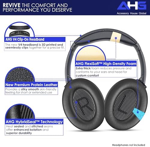 Ultimate Comfort Upgrade Kit: Premium Replacement Ear Pads & Headband Cushions for Bose Quiet Comfort 2023 Models (QC45, QCSE, QC35 II) – Easy DIY Installation in Elegant White Smoke for Superior Sound Quality and Long-lasting Durability