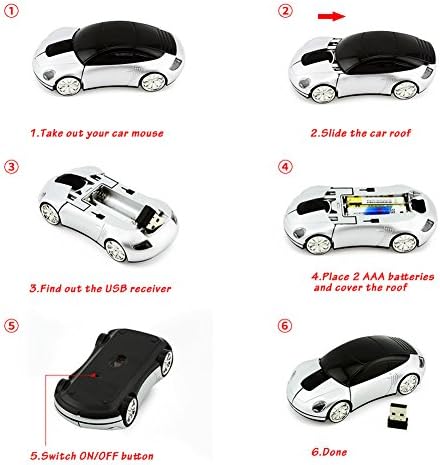 Stylish 2.4 GHz Wireless Car-Shaped Mouse – Fun Red Optical Mouse for Kids & Adults, Compact & Portable with 1600 DPI Precision for Effortless Navigation – Ideal Gift for Gaming & Everyday Use – Seamless USB Connectivity for Laptops & Desktops