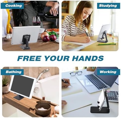 12 Pcs Cell Phone Stand for Desk Phone Holder Stand Foldable Angle Height Adjustable Portable Holder Tablet for Office Travel Photography(Black) – Enhanced Compatibility and Speed