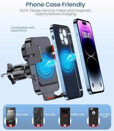 MOKPR 15 W Fast Wireless Car Charger Mount – Auto-Clamping Universal Phone Holder for i Phone 16/15/14/13/12 & Samsung S23/S22/S21 – 360° Adjustable Design for Dash, Windshield, Air Vent – Hassle-Free, High-Speed Charging Solution for On-the-Go Living
