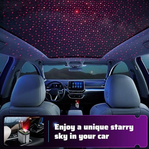 Illuminate Your Drive with the Starlight Retractable Car Charger – 4-in-1 USB-C Fast Charging Adapter with Dual Ports for i Phone, i Pad, and Air Pods, Enhanced Compatibility, Tangle-Free Design, and Mesmerizing Car Roof Ambiance for Effortless Road Trips