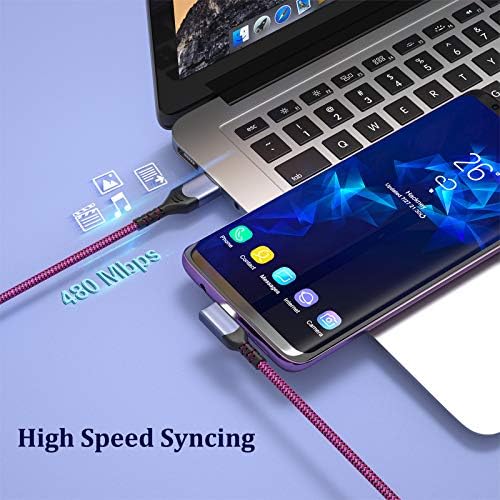 Experience Effortless Charging with Excgood 10 ft Right Angle USB Type C Cable – 4-Pack of Vibrant Colors for Ultimate Versatility with Fast Charging for i Phone 16/15, Galaxy S24/S23/A15/A03 s/S10/S9/S8/Note, and Pixel Devices – Perfect for Gaming and Streaming