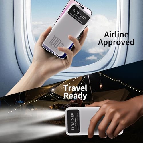 26800 m Ah Ultra-Fast Portable Power Bank – Slim External Battery Pack with LCD Display, 3-output & 2-input Charging Compatibility for All Smartphones – 22.5 W Max USB & 18 W USB-C Dual Functionality, Ideal for Travel Safety Certified for Peace of Mind