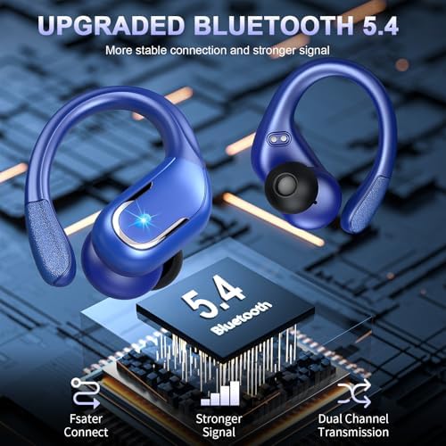 Ultimate Wireless Earbuds with Bluetooth 5.4 Technology – 75 Hours of Playtime, Superior Noise Cancellation, and Deep Bass for Unmatched Audio Experience – IP7 Waterproof Design with Secure Sport Earhooks for Active Lifestyles – Ideal for Gym Enthusiasts and Music Aficionados