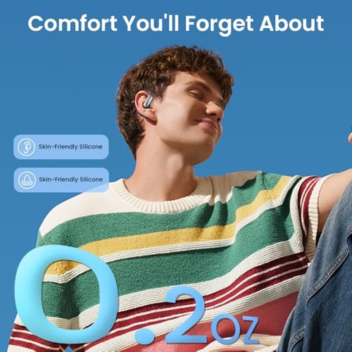 Experience Unmatched Audio Freedom with Open Ear Bluetooth Earbuds Featuring AI Technology – 60 Hours of Continuous Playtime, IPX7 Waterproof Design, and User-Friendly Touch Controls for Active Lifestyles – Ergonomically Crafted Sport Headphones Perfect for Running and Outdoor Adventures – Ultimate Device Compatibility in a Sleek Black Finish