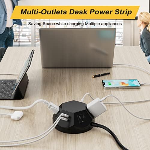 Advanced Power Strip Tower with Surge Protection, 20 W USB-C Charging Ports, 4 AC Outlets, and 4 USB Ports – 6.56 FT Extension Cord for Optimal Connectivity in Home Office, Bedroom, and Living Spaces – Compact Design for Space-Saving Efficiency and Enhanced Device Safety