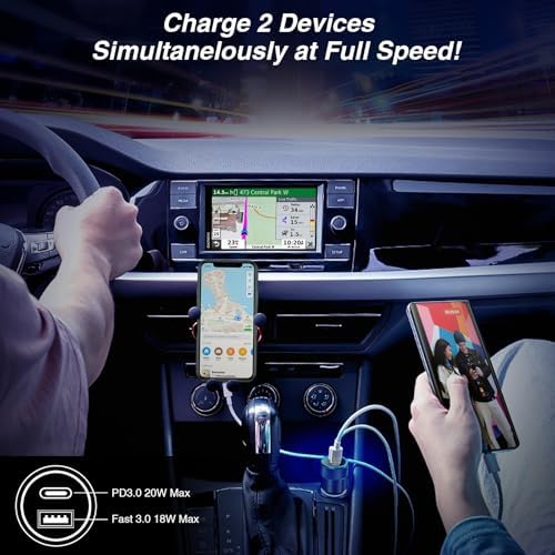 38 W Dual-Port USB C Car Charger – Fast Charging Adapter for i Phone, Samsung & Google Pixel – Compact Cigarette Lighter Charger – 5-Pack for Ultimate Compatibility & Convenience on the Go