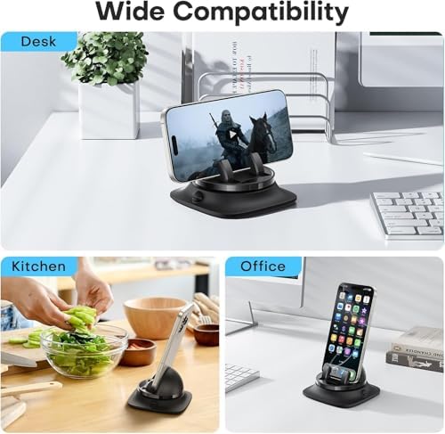 Car Phone Holder Mount, Dashboard Cell Phone Stand with Anti-Slip Base, Dual Adjustable Clips, Universal Compatibility (Ring) – Enhanced Compatibility and Speed