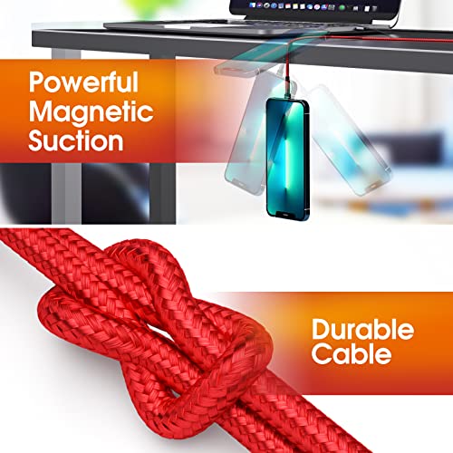 Revolutionary 3-in-1 Magnetic Phone Charger Set – 5-Pack Rotating Nylon Braided Cables with LED Indicators, Perfect for Micro-USB, USB C, and i-Devices – Ultimate Durability and Versatile Charging Solution in Sleek Black