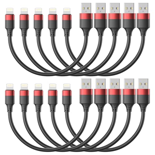 1ft Multipack Short iPhone Charger Cable for iPhone 14 13 12, Bulk Short USB A to USB C Cable 12 inch for Charging Station Compatible with iPhone 15 Samsung Galaxy S20 S10 Note 20 10, 10 Pack Mixed – Enhanced Compatibility and Speed