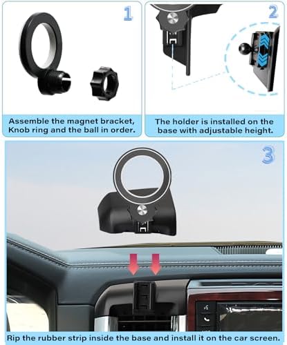 Magnetism Dodge Ram 1500/2500/3500 Phone Holder – Mag-Safe Compatible Hands-Free Car Mount with 360-Degree Rotation for Optimal Viewing – Adjustable Magnetic Cell Phone Accessory Preserving Air Vent Functionality for Safe Driving and Navigation