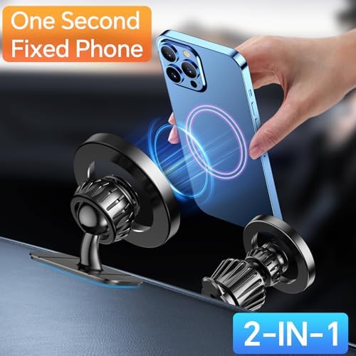 Kaistyle Mag Safe Car Mount: Ultra-Strong 20-Magnet Magnetic Phone Holder with 360° Rotation for i Phone 12-16 Plus | Premium Dashboard Accessory for Safe Navigation | Effortless Installation & Maximum Stability for Modern Drivers