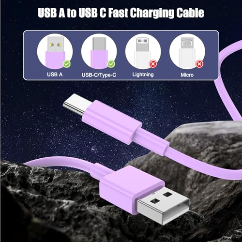 6 FT USB A to USB C Carplay Charging Cable – 3-Pack for i Phone 15/16, i Pad Pro/Air/Mini, Samsung Galaxy S25/S24/S23, and Mac Book – Fast Charging & High-Speed Data Transfer for Enhanced Compatibility on the Go