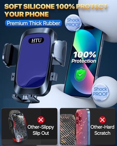 HTU Premium Adjustable Suction Car Phone Holder with Bendable Arm – Ultimate Dashboard and Windshield Mount for i Phone 16, 15, 14, 13, 12 Pro Max (Black) – Secure Grip, 360-Degree Rotation, Enhanced Safety and Usability