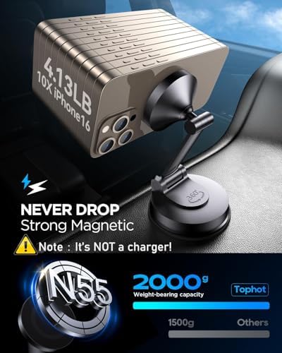 Ultimate Mag Safe Car Phone Holder for Dashboard – 360° Rotatable Magnetic Mount with Strong Adhesive for i Phone & Samsung – Secure, Sturdy Metal Design for Safe Driving and Hands-Free Navigation