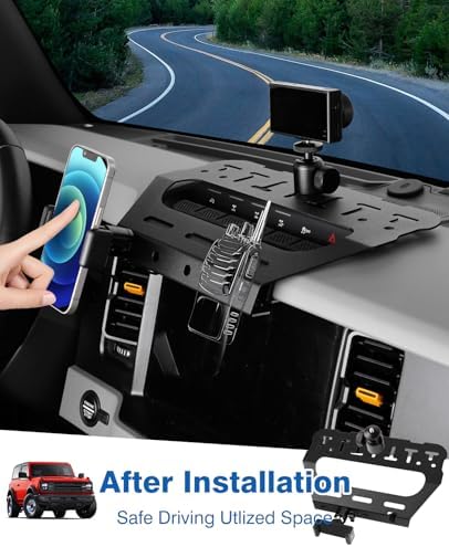 Revolutionize Your Driving with the Ultimate 3-in-1 Bronco Car Phone Holder Mount – Interphone & Go Pro Compatible with Picatinny Rail – 360° Adjustable Anti-Shake Design for 2021-2025 Bronco Models – Enhance Safety, Navigation, and Adventure Recording