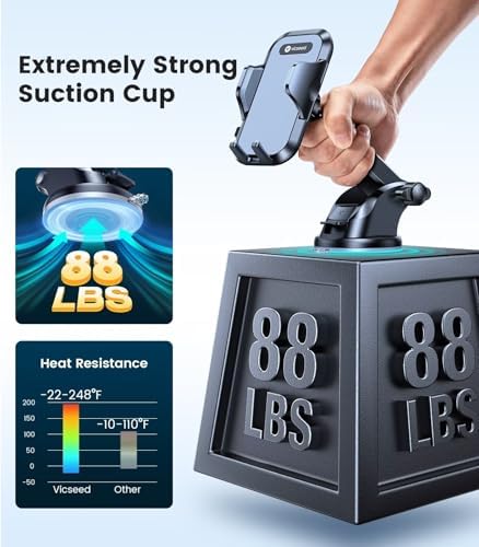 VICSEED [True Strongest Suction] [Rally Racing-Grade Stability] Phone Holders for Your Car 2025 Upgraded Car Phone Holder Mount Truck Stand Cradle for iPhone Samsung All Phones, Yellow – Enhanced Compatibility and Speed