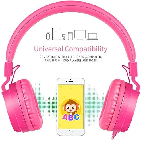 Gorsun Pink Adjustable Kids Headphones – Lightweight Stereo Earphones for Toddlers, Customizable Fit for Growing Ears, Durable Design for Learning & Play, Ideal for All Devices, Protect Hearing with Volume Limiting Features