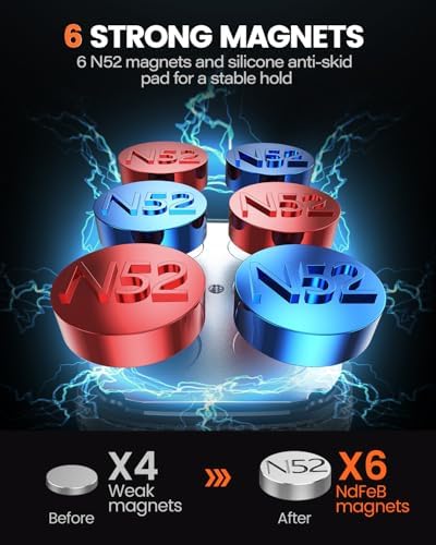 Upgrade Your Driving Experience with the APPS2 2-Pack Magnetic Phone Car Mount – Enhanced Air Vent Holder for i Phone & Galaxy Devices, Featuring 6 Ultra-Strong Magnets and Adjustable Secure Fit for All Vehicle Types – Perfect for Hands-Free Navigation and Communication