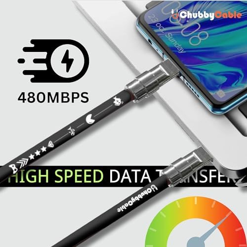 chubbycable Mirrored Head Chubby – 240W Fast Charging Cable Ultra-Thick Silicone USB C Cable Phones Tablets C to C Charger Cord, Red, Type-C to Type-C, 3.3FT – Enhanced Compatibility and Speed