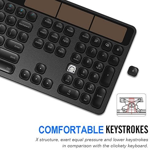 Revolutionize Your Workspace with the Arteck Solar Wireless Keyboard – Full-Sized Comfort, Eco-Friendly Solar Recharge, and Seamless Compatibility for All Your Devices Including Windows 10 & Smart TVs – Enjoy Effortless Typing with Ergonomic Design and Quiet Keys for a Clutter-Free Experience