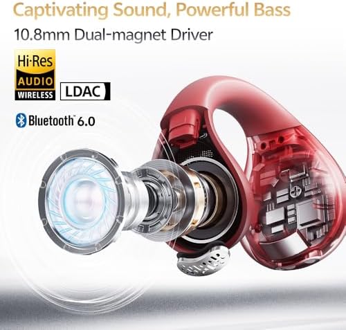 QCY Crossky C30 S Open Ear Wireless Earbuds – Ultra-Light Clip-On Design with Bluetooth 6.0, Superior LDAC Hi-Res Audio, Enhanced Deep Bass, 40-Hour Playtime, Quick Charge, and IPX5 Waterproof Rating for Active Lifestyles – Ideal for Sports and Outdoor Adventures