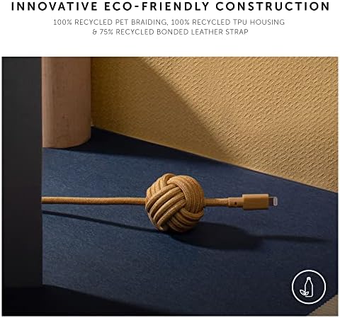 Native Union Night Cable – 10 ft Heavy-Duty USB-C to Lightning Charging Cable with Weighted Knot for i Phone 14 and Earlier – MFi Certified, Fast Charging, Stylish Zebra Design for Ultimate Convenience and Durability