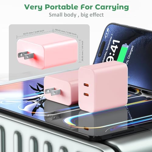 40 W Dual-Port USB-C Fast Charger for i Phone 15/16/14/13/12/11 Pro Max & Samsung – High-Speed Compact Charging Block with Power Delivery & Quick Charge for Home and Travel Efficiency