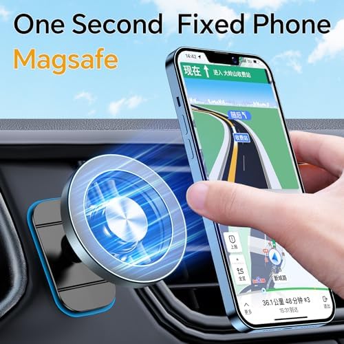 Kaistyle Mag Safe Car Mount: Ultra-Strong 20-Magnet Magnetic Phone Holder with 360° Rotation for i Phone 12-16 Plus | Premium Dashboard Accessory for Safe Navigation | Effortless Installation & Maximum Stability for Modern Drivers