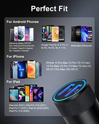 Ultimate Dual USB Car Charger Adapter – AILKIN 3.4 A Fast Charging Power Block for i Phone 16, 15, 14, 13 Pro Max & Samsung Galaxy S24 Ultra – Versatile Multi Port Cigarette Lighter Charger for Quick Device Power-Up on the Road – Compact, Durable & Travel-Friendly