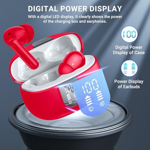 Elevate Your Audio Experience with Aoslen Wireless Earbuds – 2024 Hi-Fi Stereo Headphones Featuring 4 ENC Noise-Canceling Microphones, 42-Hour Playtime & Bluetooth 5.3 Connectivity – Perfect for Android & i OS Users, Sleek Design with LED Power Display for Ultimate Convenience