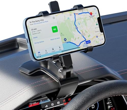 JFX Dashboard Smartphone Mount: Effortless One-Handed Operation for 4.3-7.6 Inch Devices, Thick Case Compatible Clip-On Car Holder for Enhanced Driving Convenience and Safety