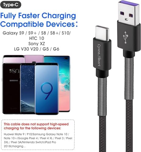 Cyven Premium 3 ft USB Type C Cable Duo Pack – Fast Charge & Data Transfer Cord, Durable TPE Construction, Compatible with Samsung Galaxy A Series, LG V Series, and More – Stylish Pink Design for Enhanced Performance and Versatility