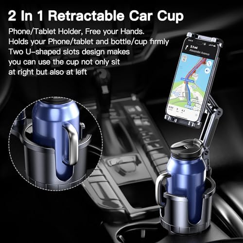 Transform Your Drive with the Ultimate 2-in-1 Adjustable Cup Holder Mount for Phones & Tablets – 360° Rotating Arm for Perfect Viewing Angles, Compatible with All Smartphones and i Pads, Ideal for Hands-Free Navigation and Entertainment While On the Road
