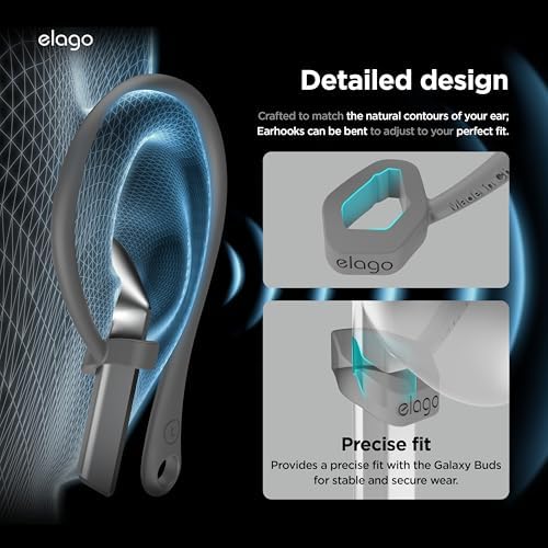 Ergonomic Anti-Slip Ear Hooks for Samsung Galaxy Buds 3 & 3 Pro – elago’s Premium Comfort Enhancements for Secure Audio Enjoyment (White)