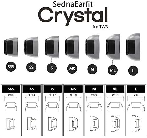 AZLA Sedna Earfit Crystal Replacement Earbud Tips – Premium Silicone Eartips for Noise Cancelling Headphones – Ideal for Galaxy Buds 2, Air Pods Pro, Beats Power Beats, and Skullcandy – Sizes S/MS/M for Enhanced Comfort and Sound Isolation