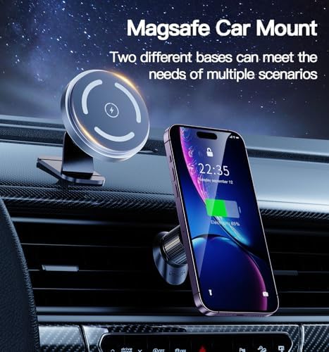 Effortless 15 W Mag Safe Wireless Car Charger with Auto-Clamping Mount for i Phone 15/14/13/12 Pro Max Plus – Fast Charging Solution for Enhanced Driving Convenience and Style