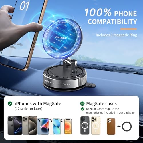 Magnetic Car Phone Mount for i Phone 15/14/13 Pro Max – Advanced 360° Rotatable Holder for Secure Hands-Free Navigation, Dashboard & Windshield Use, Optimized Mag Safe Compatibility for Effortless Stability and Convenience on Every Drive