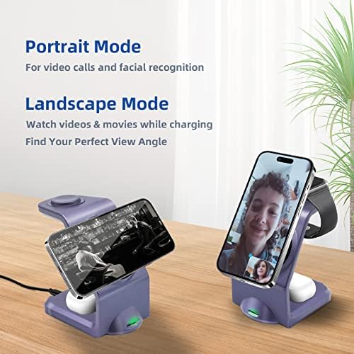 Magnetic 3-in-1 Wireless Charging Station for Apple Devices – Fast, Efficient Charger for i Phone 15/14 Pro Max, Apple Watch Ultra/8/se/7/6/5/4/3/2, and Air Pods – Compact Design with Enhanced Compatibility and Safety Features