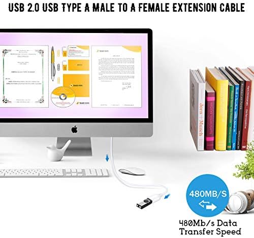 Costyle USB Extension Cable 15 ft – 2 Pack, Premium USB 2.0 A Male to A Female Extension Cord for Enhanced Device Connectivity, Ideal for Mouse, Keyboard, Camera, Printer – Sleek White Design for Modern Workspaces and Home Entertainment