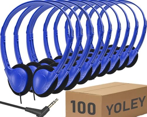 Classroom-Ready Wired Headphones – 25 Pack Durable On-Ear Audio Solution for Students, Comfortable Fit for Enhanced Learning, Ideal for Group Activities and Educational Use
