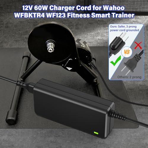 Ultra-Reliable 12 V AC/DC Charger Cord for Wahoo Kickr Core – Ultimate Power Supply Solution for Uninterrupted Indoor Cycling and Enhanced Performance, Lightweight & Durable Adapter Compatible with WF123 and WFBKTR4 Trainers – Optimize Your Workout with Consistent Energy Delivery