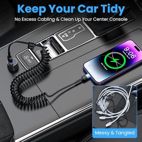 Opluz Coiled Lightning Cable 2 Pack – 3 FT MFi Certified i Phone Charger for Fast Charging in Cars, Ideal Short USB to Lightning Cable for Seamless Car Play Experience, Stylish Black Design for Enhanced Interior Compatibility and Clutter-Free Convenience