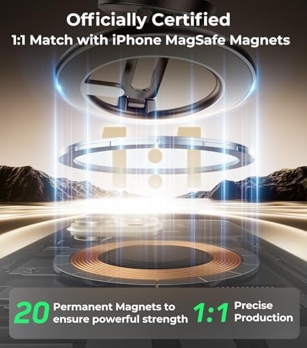 Revolutionary Qi2 Mag Safe Car Mount for i Phone 16 Pro Max – 2-in-1 Dashboard & Air Vent Holder with Strong Adhesive, Heat-Resistant Design, 360° Rotational Capability & Magnetic Convenience for Enhanced Driving Safety and Seamless Access to Navigation & Music