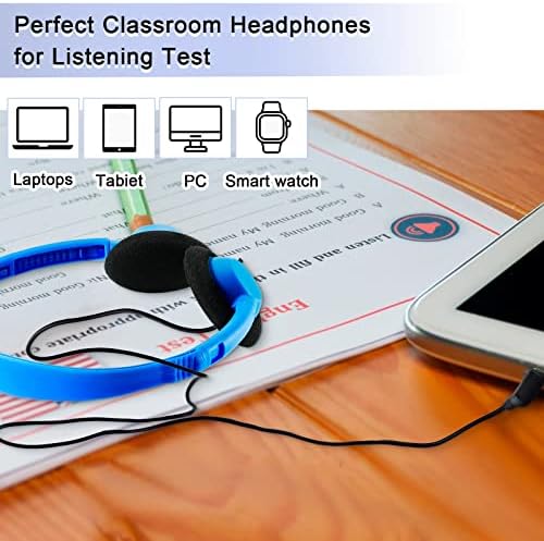 Yunsailing 30-Pack Classroom Headphones – Lightweight & Durable On-Ear Headsets with 3.5 mm Jack for Engaging Learning – Cheerful Light Yellow Color for Students and Teachers in Educational Settings